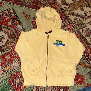 Mini Rodini Cream Hoodie with Green and Blue Details